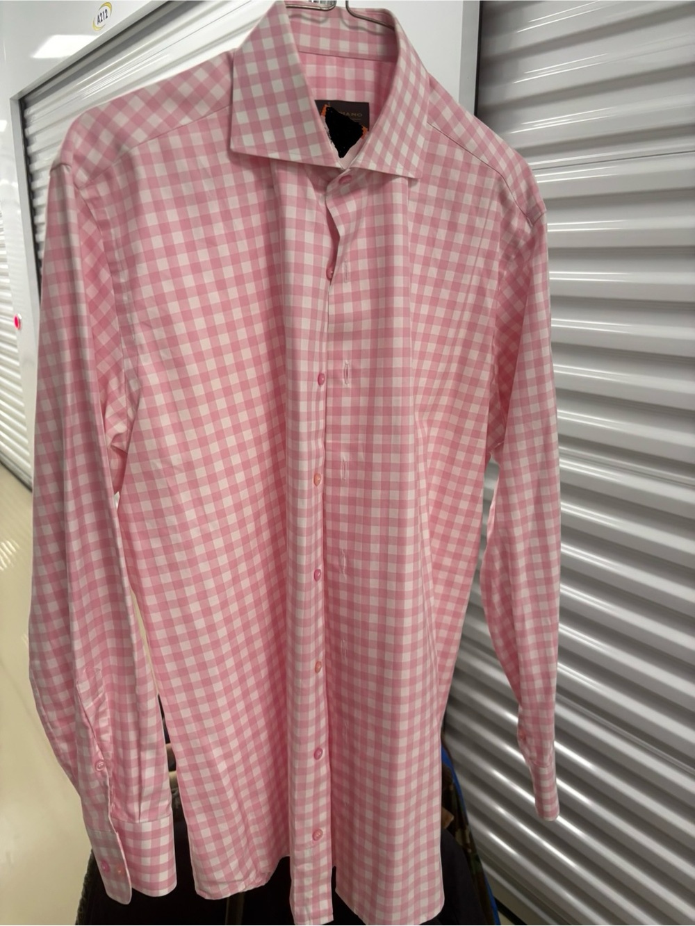 Men's Pink Gingham Dress Shirt - Tailored Spread Collar